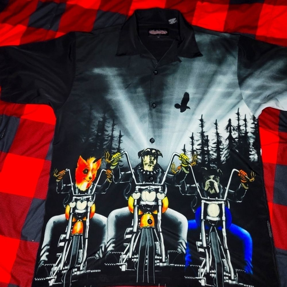 HELL HOUNDS MAJESTIC BUTTON UP VINTAGE 90S SHIRT